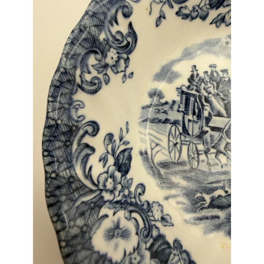 Johnson Bros Coaching Scenes Blue Bread & Butter Dessert Plate England